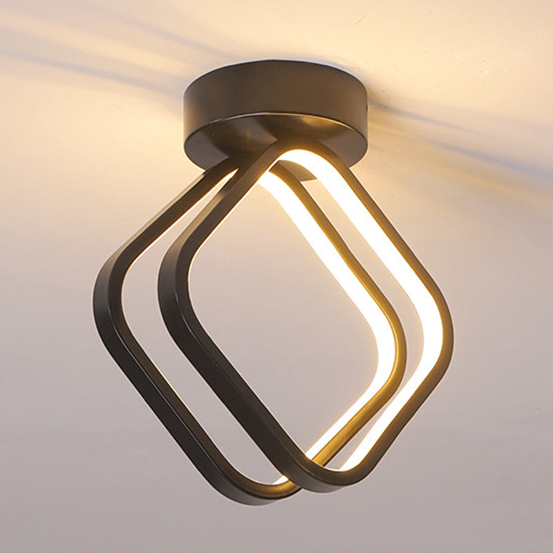 Lámpara empotrada moderna de aluminio con 1 cabeza montada en el techo del pasillo con anillo de halo