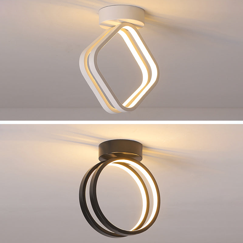 Lámpara empotrada moderna de aluminio con 1 cabeza montada en el techo del pasillo con anillo de halo