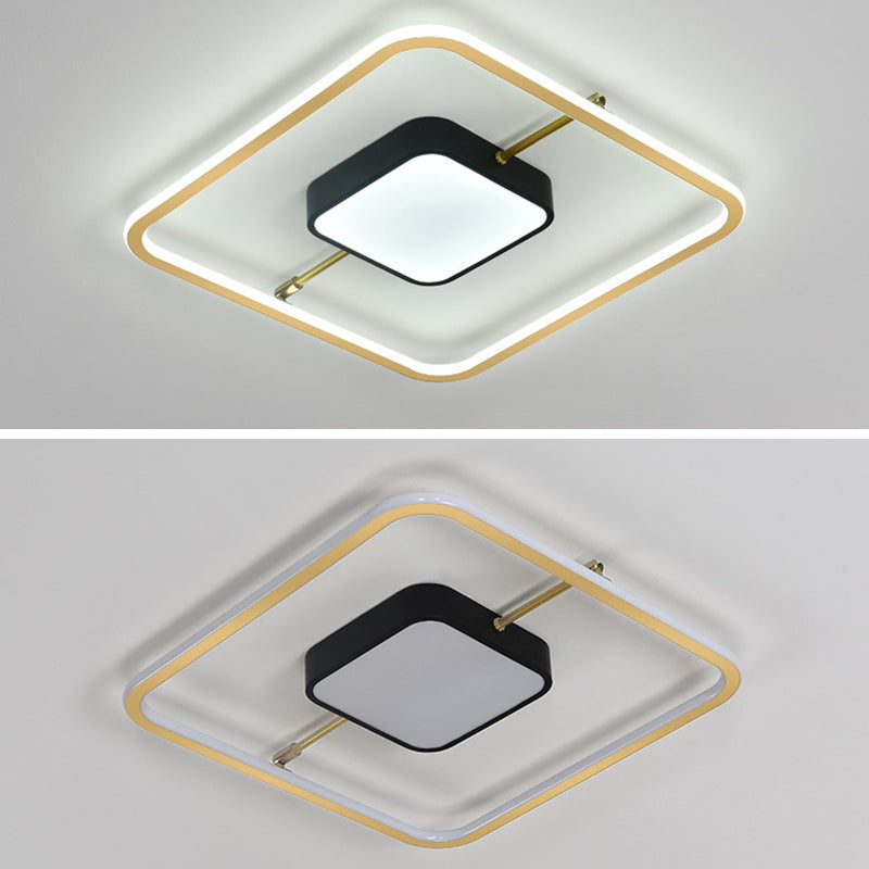 Nordic Square Aluminum Flush Mount Light Bedroom LED Ceiling Flush Mount Light Fixture