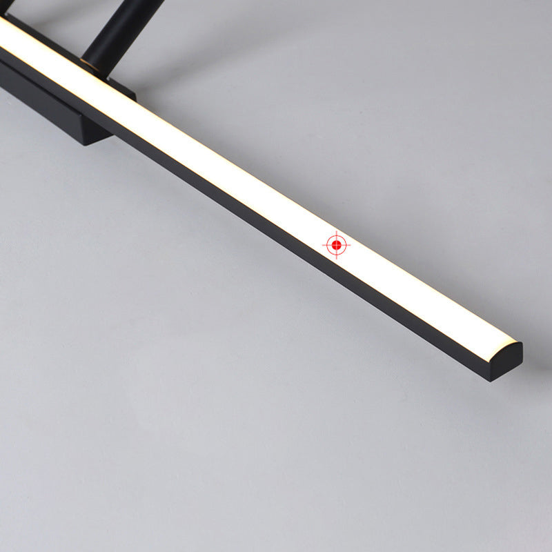 Black Rectangular LED Semi Flush Mount in Modern Simplicity Acrylic Indoor Ceiling Fixture with Wrought Iron Lamp