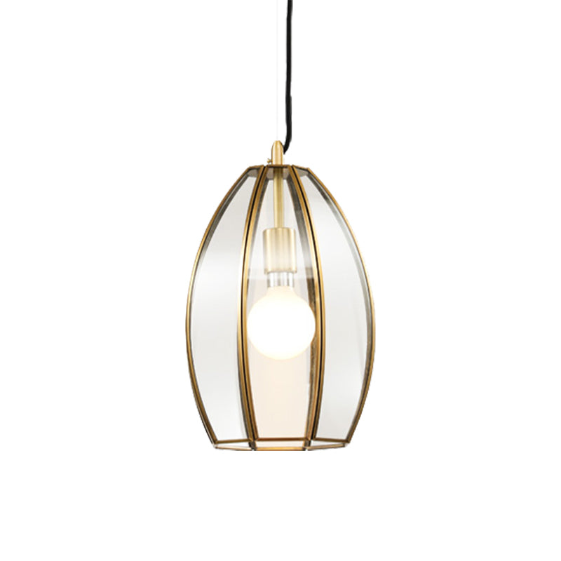 Oval/Bell Clear Glass Hanging Light Kit Simple 1 Light 12"/12.5"/13" Wide Dining Room Suspension Pendant Lamp