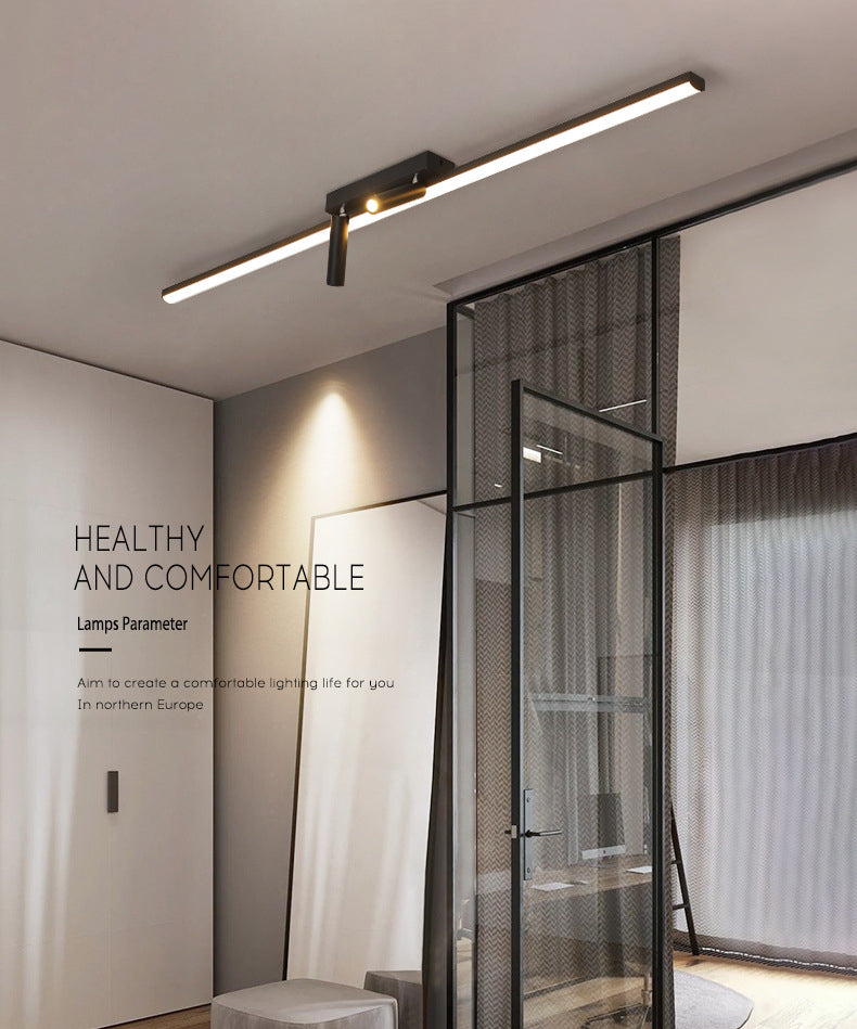 Montaje semiempotrado LED rectangular negro en lámpara de techo interior de acrílico de simplicidad moderna con lámpara de hierro forjado