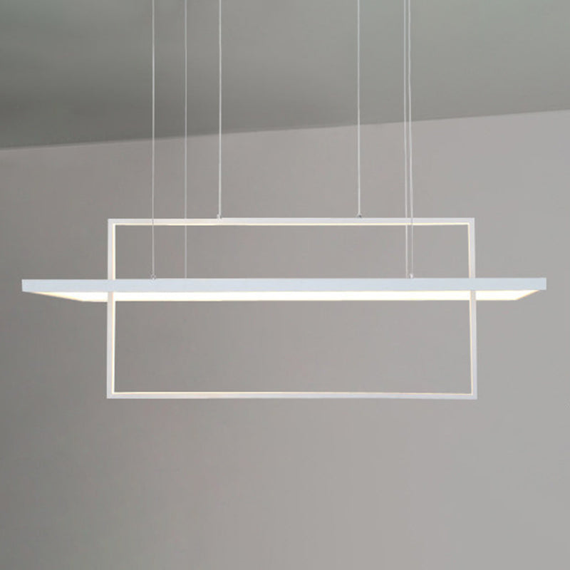 Modern Rectangle Hanging Chandelier Metal Pendant Light Kit