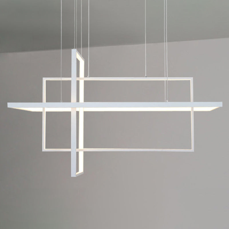 Modern Rectangle Hanging Chandelier Metal Pendant Light Kit