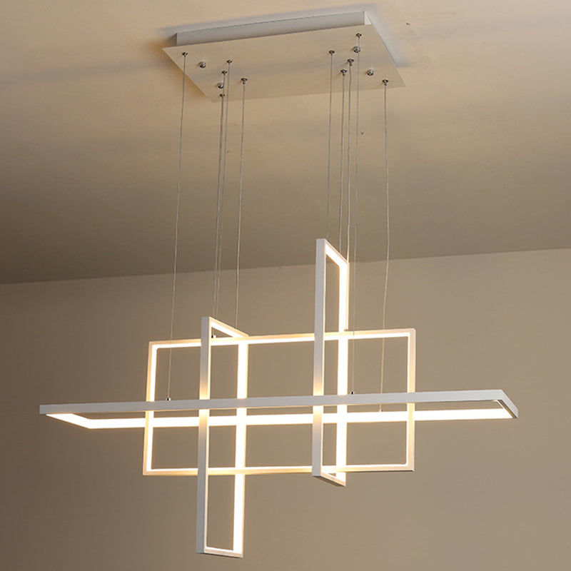 Modern Rectangle Hanging Chandelier Metal Pendant Light Kit