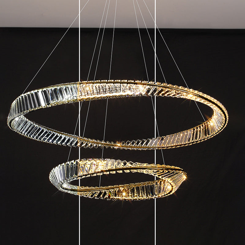 Modern Orbicular Ceiling Pendant Light Crystal Hanging Lamp Kit