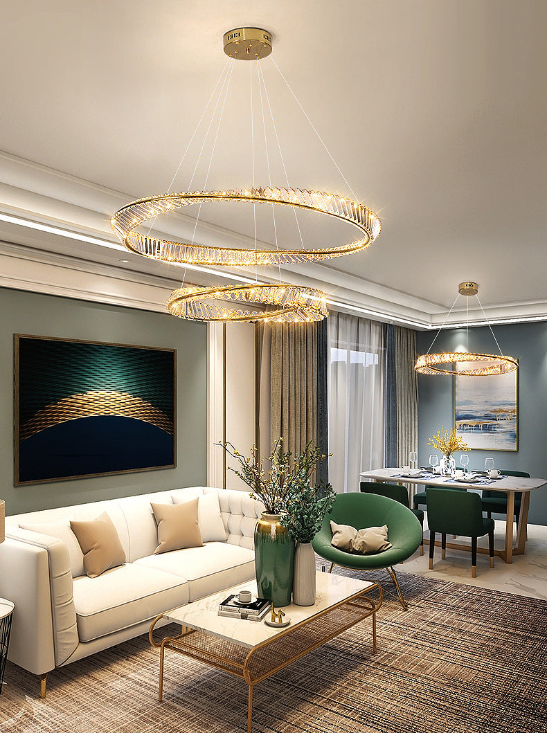 Modern Orbicular Ceiling Pendant Light Crystal Hanging Lamp Kit