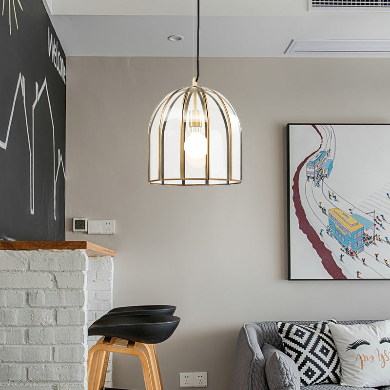 Oval/Bell Clear Glass Hanging Light Kit Simple 1 Light 12"/12.5"/13" Wide Dining Room Suspension Pendant Lamp