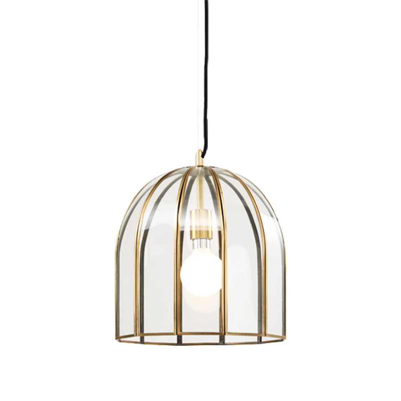 Oval/Bell Clear Glass Hanging Light Kit Simple 1 Light 12"/12.5"/13" Wide Dining Room Suspension Pendant Lamp