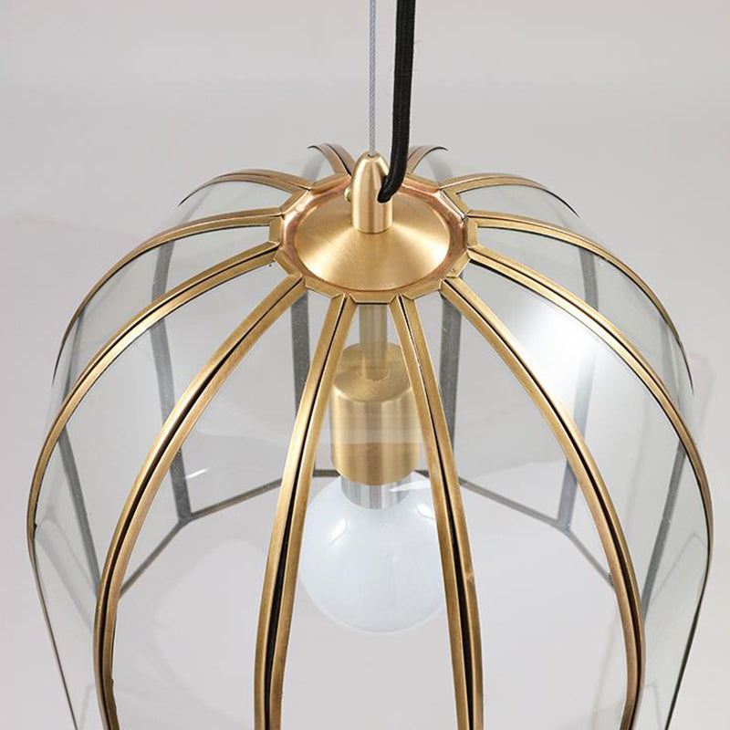 Oval/Bell Clear Glass Hanging Light Kit Simple 1 Light 12"/12.5"/13" Wide Dining Room Suspension Pendant Lamp