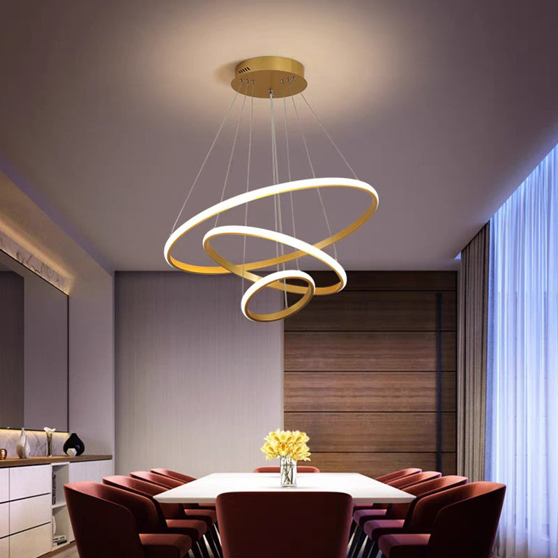 Modern Simplicity Orbicular Chandelier Lamp Aluminum Hanging Pendant Lights for Restaurant