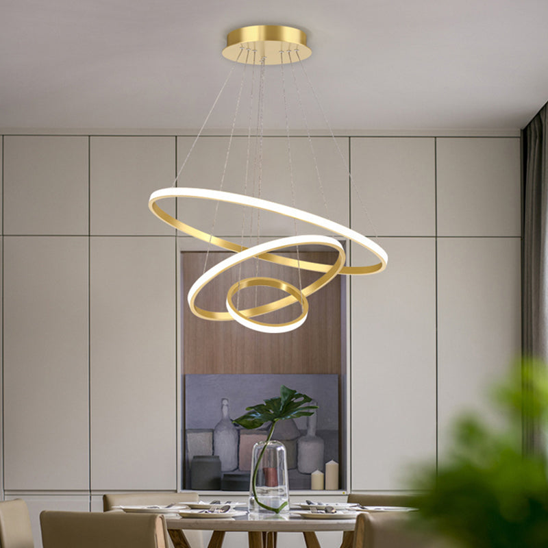 Modern Simplicity Orbicular Chandelier Lamp Aluminum Hanging Pendant Lights for Restaurant