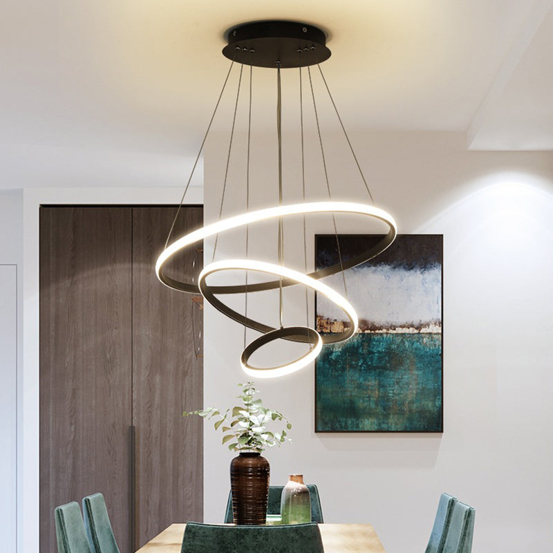 Modern Simplicity Orbicular Chandelier Lamp Aluminum Hanging Pendant Lights for Restaurant