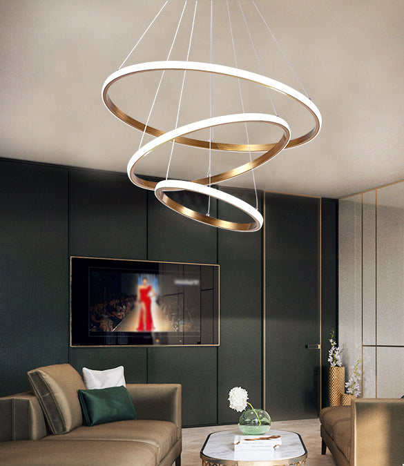 Modern Simplicity Orbicular Chandelier Lamp Aluminum Hanging Pendant Lights for Restaurant