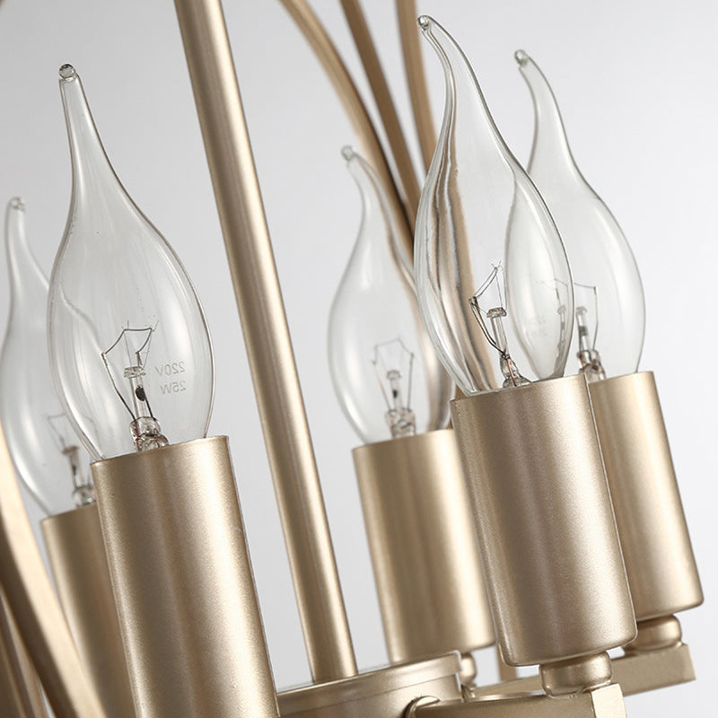 Post-Modern Metal Hanging Chandelier Light Gold Spherical Cage Shade Ceiling Chandelier for Dining Room