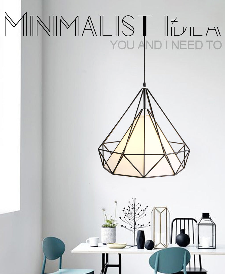 1-light Modern Simplicity Style Hanging Light Metal Cage Design Fabric Shade Suspension Lighting Fixture for Kitchen