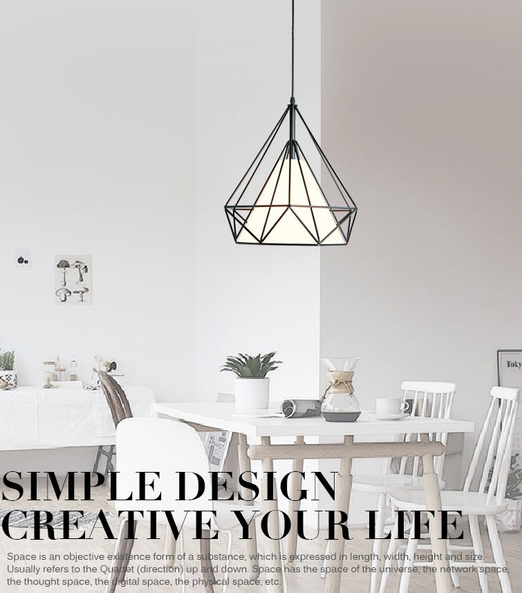 1-light Modern Simplicity Style Hanging Light Metal Cage Design Fabric Shade Suspension Lighting Fixture for Kitchen