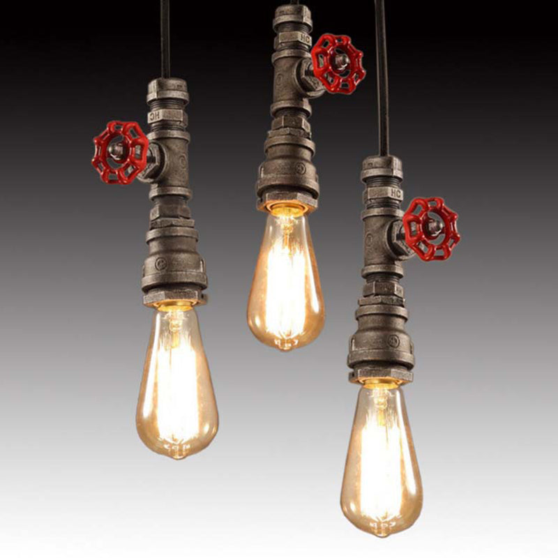 Industrial Exposed Bulb Multi-Pendant Chandelier Metal Chandelier Lights