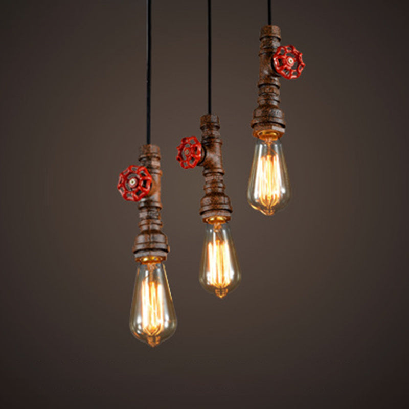 Industrial Exposed Bulb Multi-Pendant Chandelier Metal Chandelier Lights