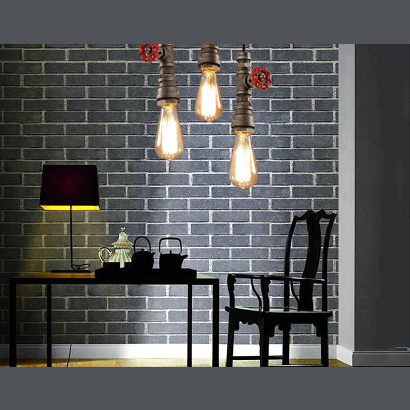 Industrial Exposed Bulb Multi-Pendant Chandelier Metal Chandelier Lights