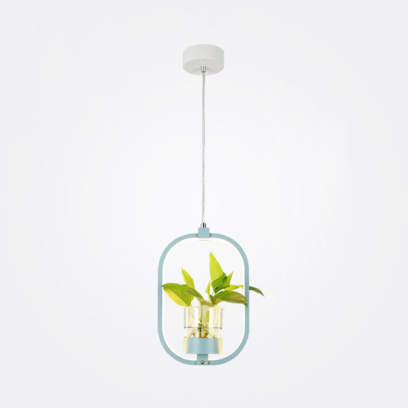 Modern Metal Hanging Lamp 1 Light Pendant Light for Dining Table (without plants)