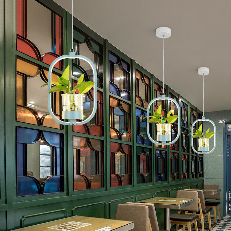 Modern Metal Hanging Lamp 1 Light Pendant Light for Dining Table (without plants)