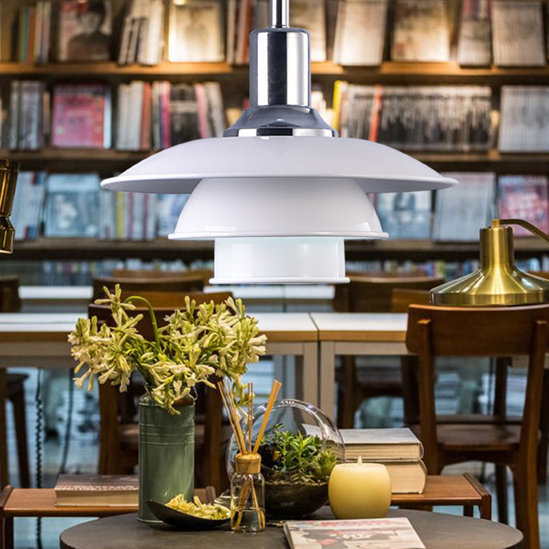 Wit metaalvliegende schotel Hangende licht 1 lichte Noordse stijl hangende lamp voor restaurant