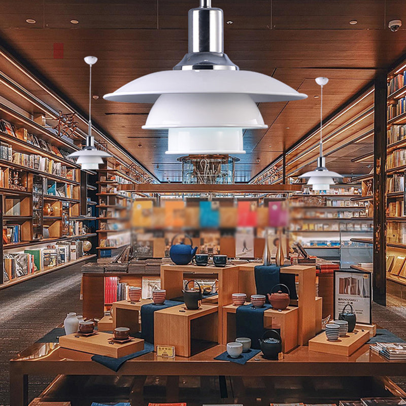 Wit metaalvliegende schotel Hangende licht 1 lichte Noordse stijl hangende lamp voor restaurant