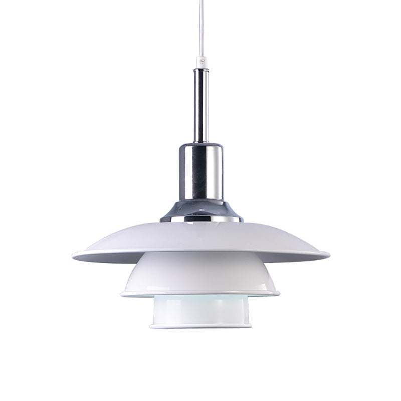 Wit metaalvliegende schotel Hangende licht 1 lichte Noordse stijl hangende lamp voor restaurant