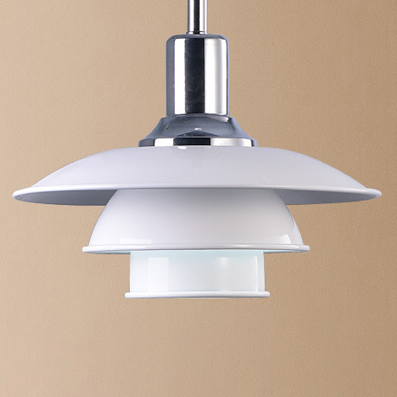 Wit metaalvliegende schotel Hangende licht 1 lichte Noordse stijl hangende lamp voor restaurant