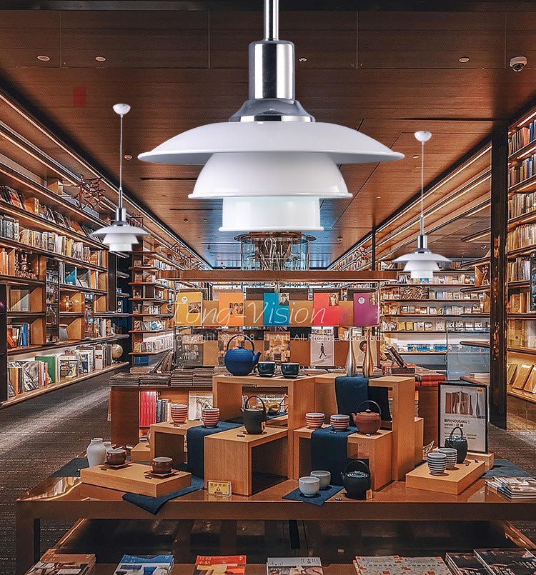 Wit metaalvliegende schotel Hangende licht 1 lichte Noordse stijl hangende lamp voor restaurant