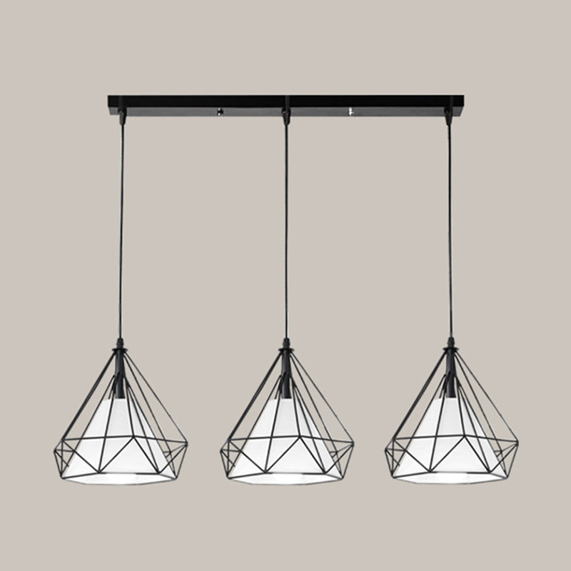 Simplicidad moderna de 3 luces Estilo de la isla Light Metal Design Fiting de iluminación de tono de sombra de tela para cocina