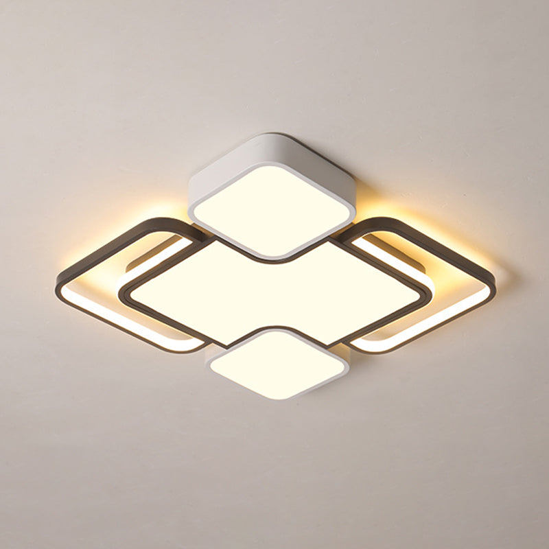 Fijador de techo geométrico de aluminio, Luz LED incorporada en blanco y negro Nórdico