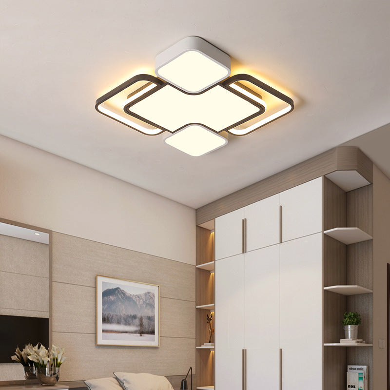 Fijador de techo geométrico de aluminio, Luz LED incorporada en blanco y negro Nórdico