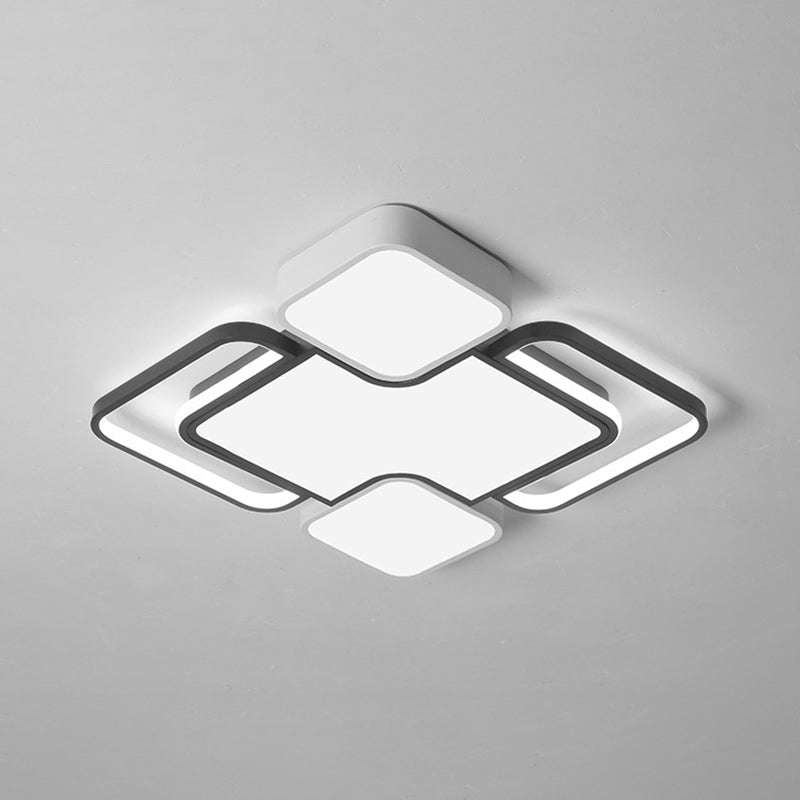 Fijador de techo geométrico de aluminio, Luz LED incorporada en blanco y negro Nórdico