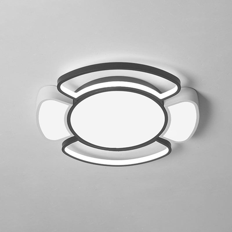 Fijador de techo geométrico de aluminio, Luz LED incorporada en blanco y negro Nórdico