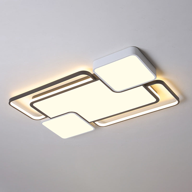 Fijador de techo geométrico de aluminio, Luz LED incorporada en blanco y negro Nórdico