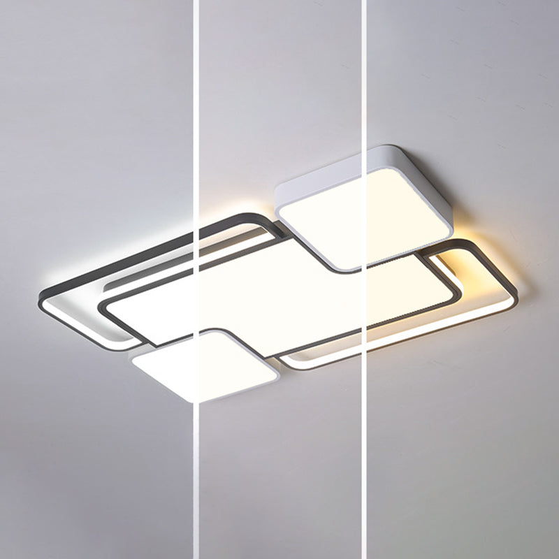 Fijador de techo geométrico de aluminio, Luz LED incorporada en blanco y negro Nórdico