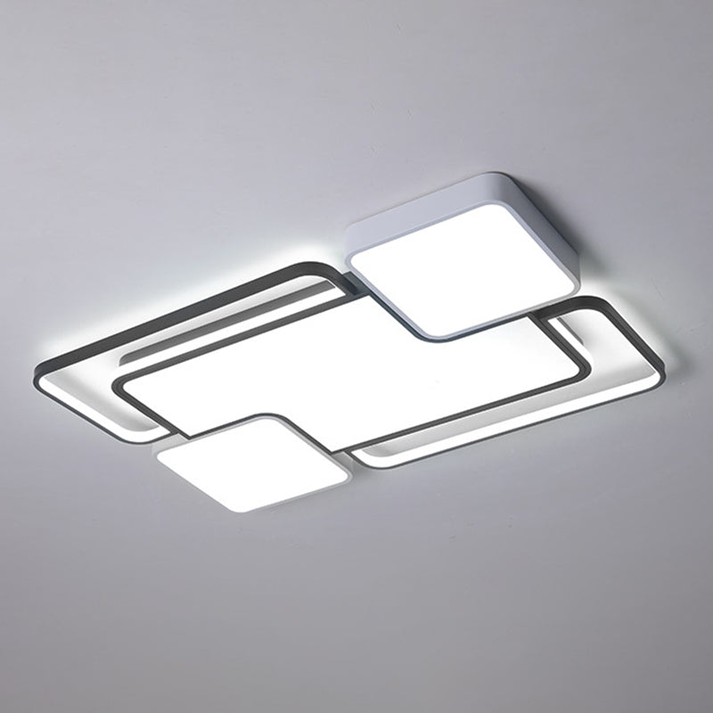 Fijador de techo geométrico de aluminio, Luz LED incorporada en blanco y negro Nórdico