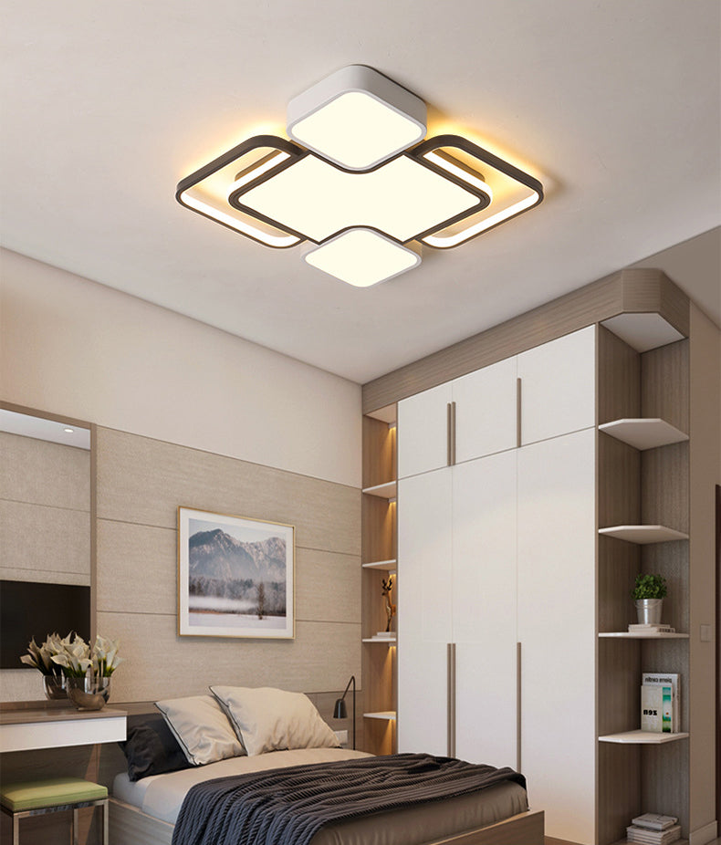 Fijador de techo geométrico de aluminio, Luz LED incorporada en blanco y negro Nórdico