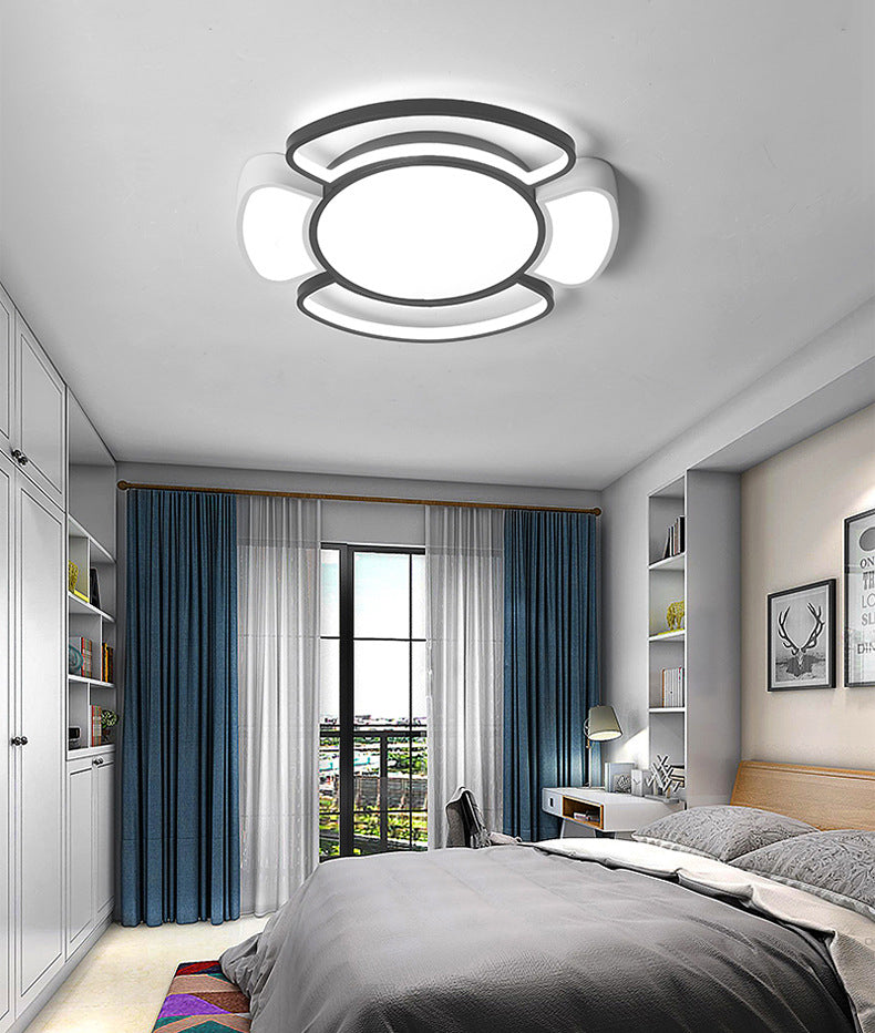 Fijador de techo geométrico de aluminio, Luz LED incorporada en blanco y negro Nórdico