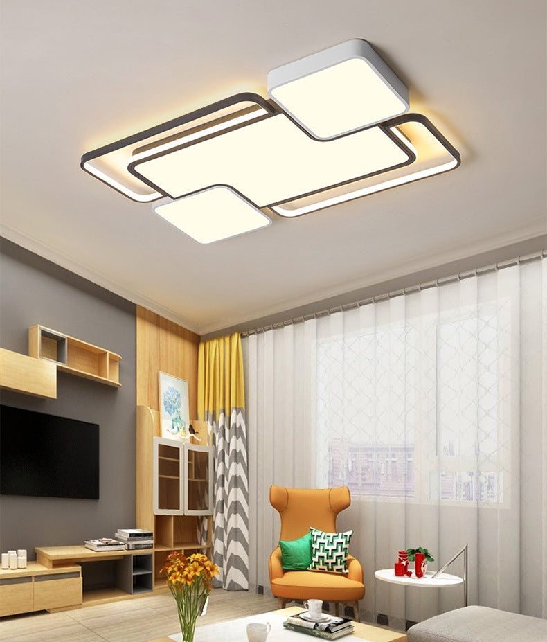 Fijador de techo geométrico de aluminio, Luz LED incorporada en blanco y negro Nórdico