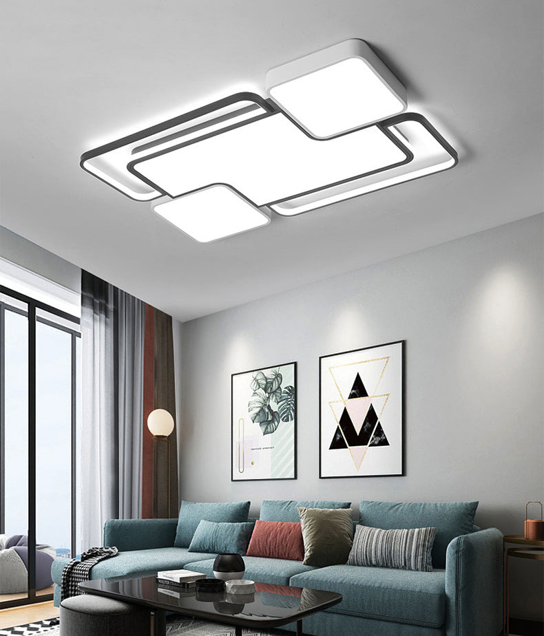 Fijador de techo geométrico de aluminio, Luz LED incorporada en blanco y negro Nórdico
