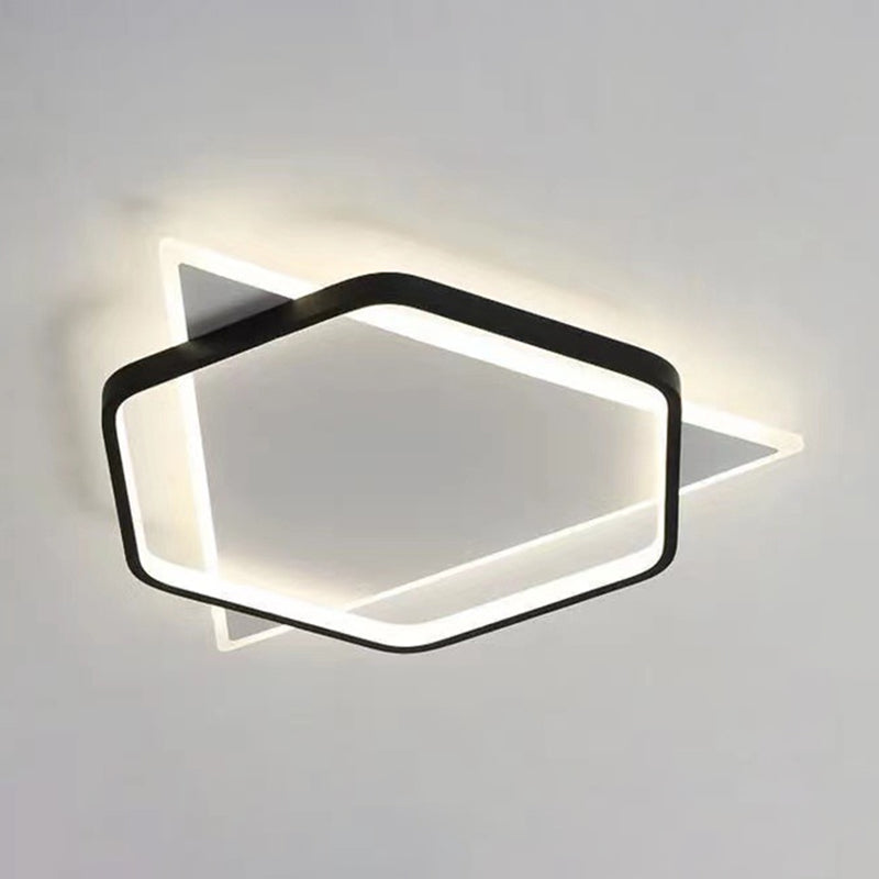 Black and White Geometric Surface Mounted LED Ceiling Light Nordic Acrylic Flush Light for Study Room