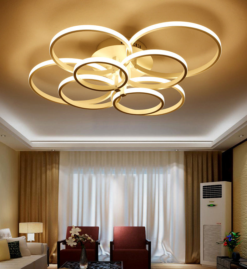 White Loop Forgiato Semiflush Light Minimalism LED Aluminum Soffitto Luce per Bedroom