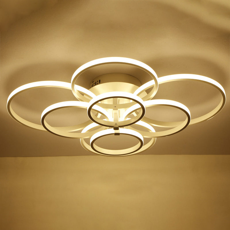 White Loop Forgiato Semiflush Light Minimalism LED Aluminum Soffitto Luce per Bedroom