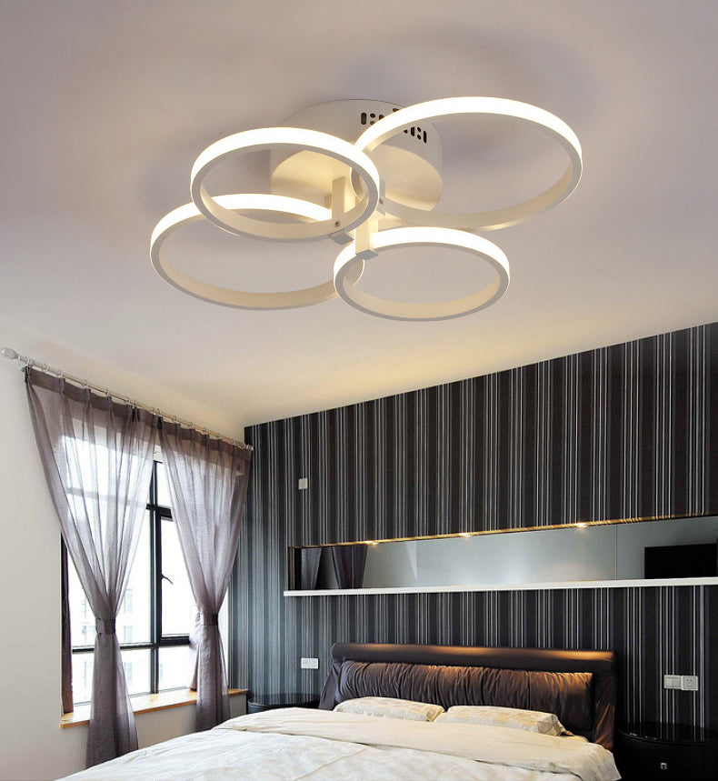 White Loop Forgiato Semiflush Light Minimalism LED Aluminum Soffitto Luce per Bedroom