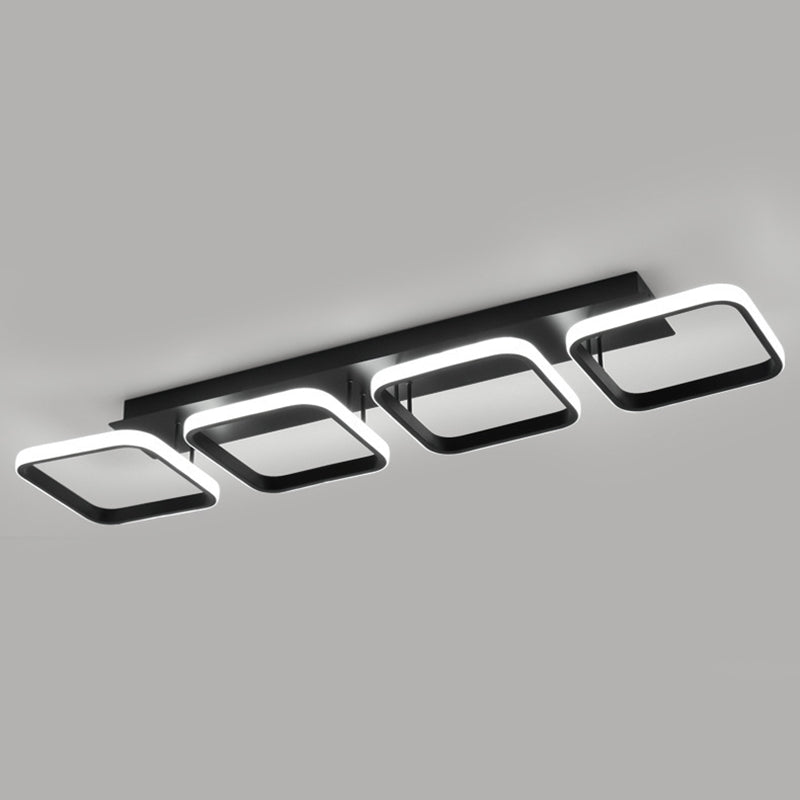 Aluminum Square Ceiling Flush Light Simplicity Black LED Semi Flush Light for Foyer