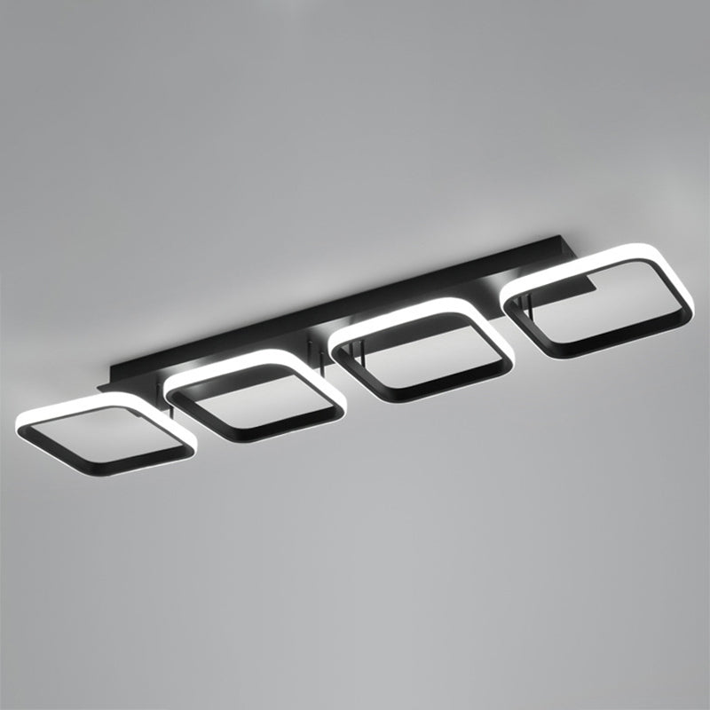 Aluminum Square Ceiling Flush Light Simplicity Black LED Semi Flush Light for Foyer