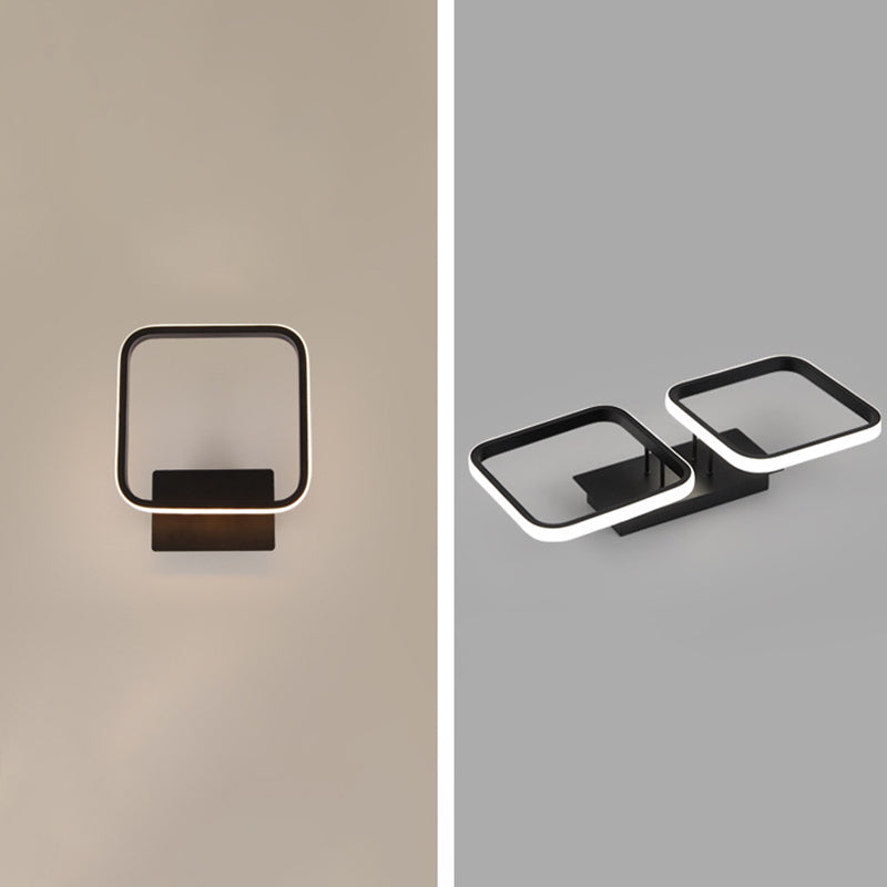 Aluminum Square Ceiling Flush Light Simplicity Black LED Semi Flush Light for Foyer